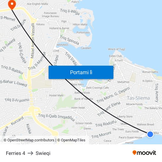 Ferries 4 to Swieqi map