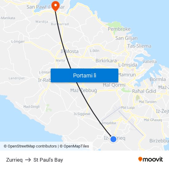 Zurrieq to St Paul's Bay map