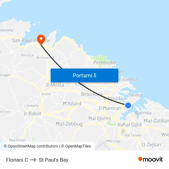Floriani C to St Paul's Bay map
