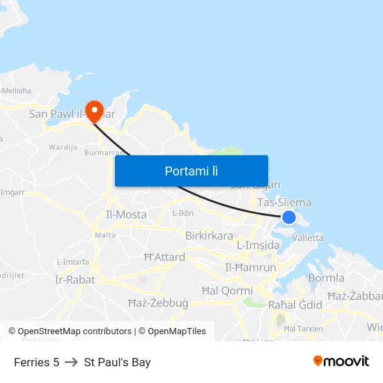 Ferries 5 to St Paul's Bay map