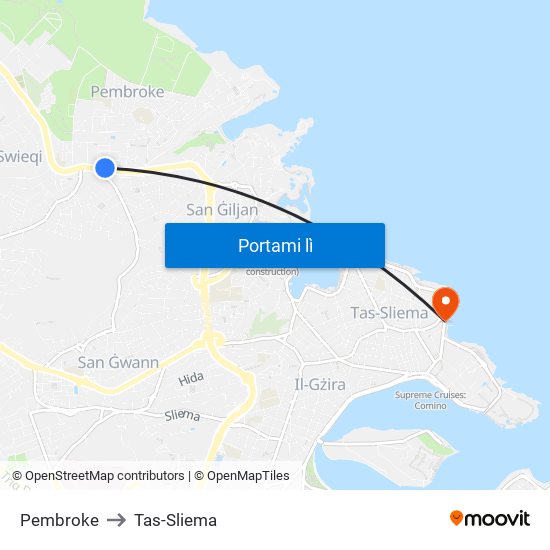 Pembroke to Tas-Sliema map
