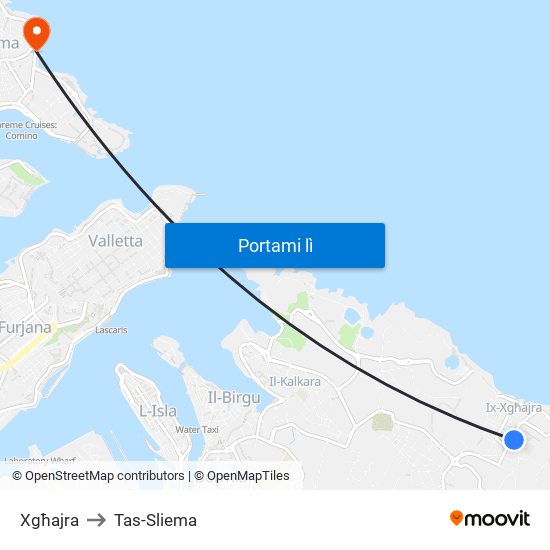 Xgħajra to Tas-Sliema map