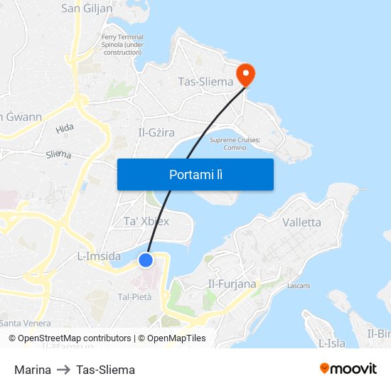 Marina to Tas-Sliema map