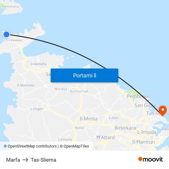 Marfa to Tas-Sliema map