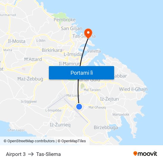 Airport 3 to Tas-Sliema map