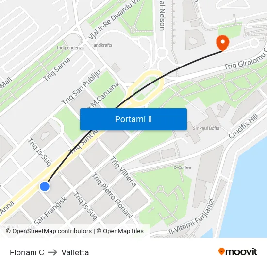 Floriani C to Valletta map
