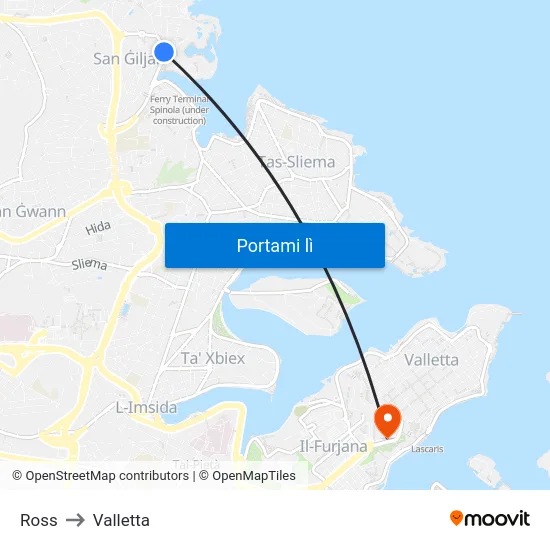 Ross to Valletta map