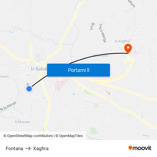 Fontana to Xaghra map