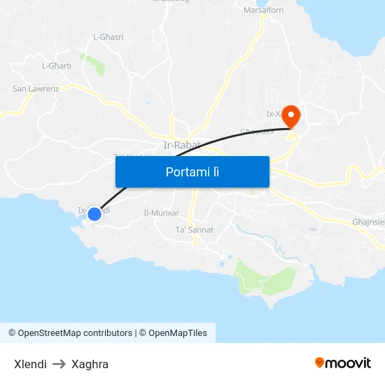 Xlendi to Xaghra map