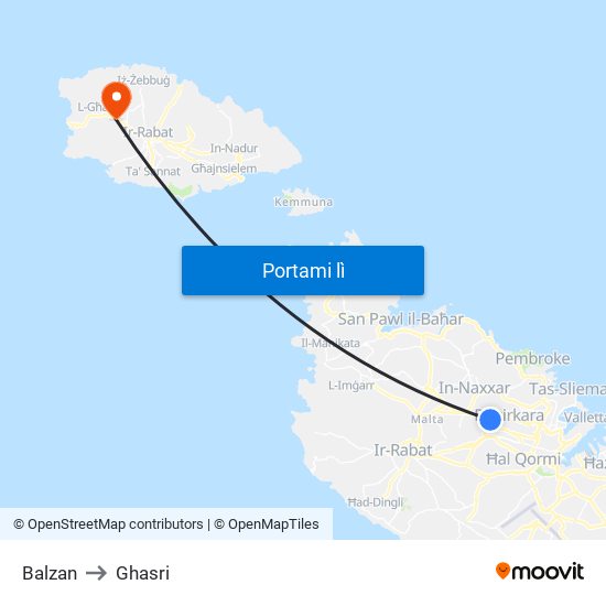 Balzan to Ghasri map