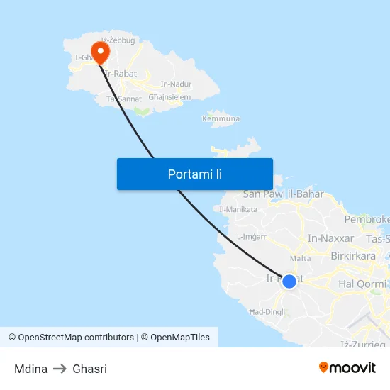 Mdina to Ghasri map