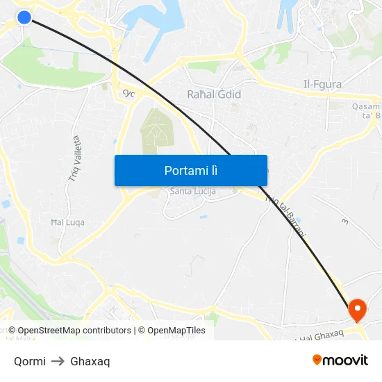 Qormi to Ghaxaq map