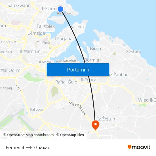 Ferries 4 to Ghaxaq map