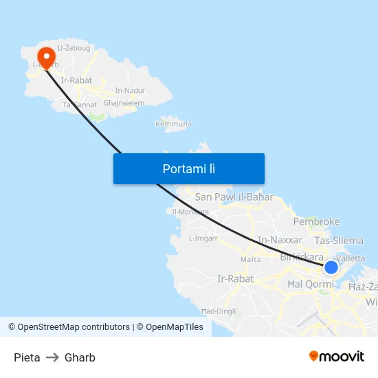 Pieta to Gharb map