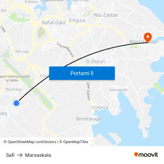 Safi to Marsaskala map
