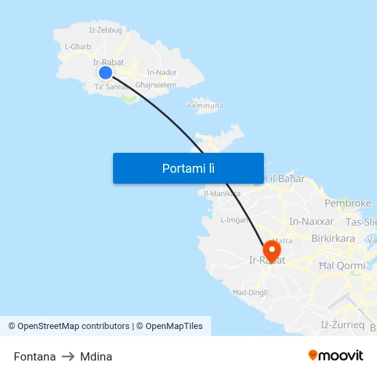 Fontana to Mdina map