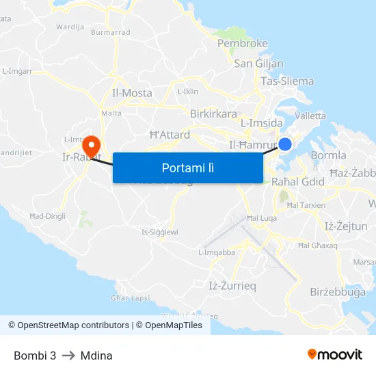 Bombi 3 to Mdina map