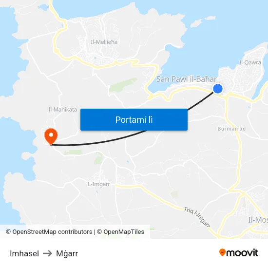 Imhasel to Mġarr map