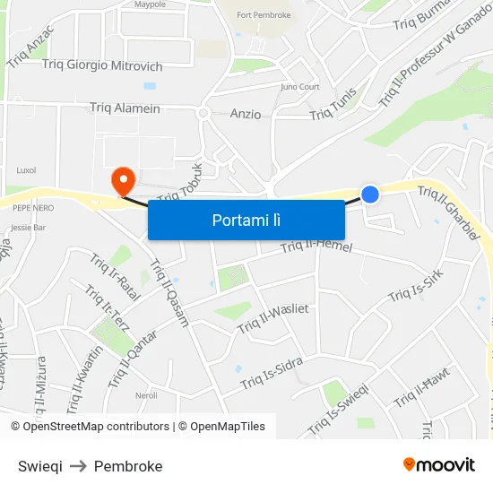 Swieqi to Pembroke map