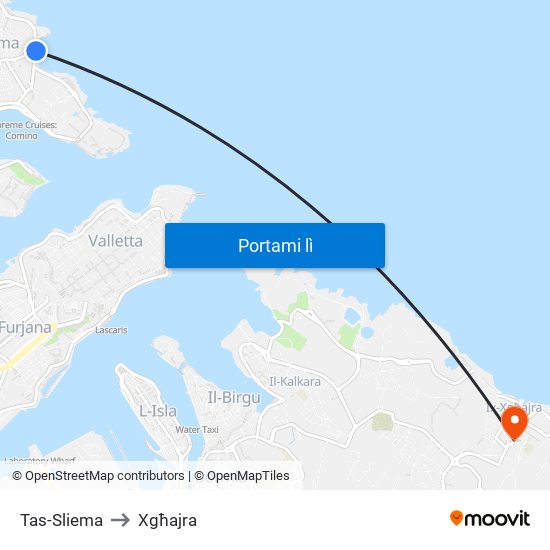 Tas-Sliema to Xgħajra map