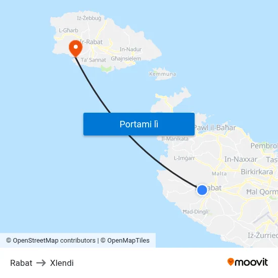 Rabat to Xlendi map