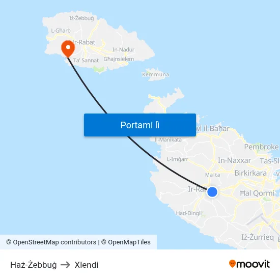 Haż-Żebbuġ to Xlendi map