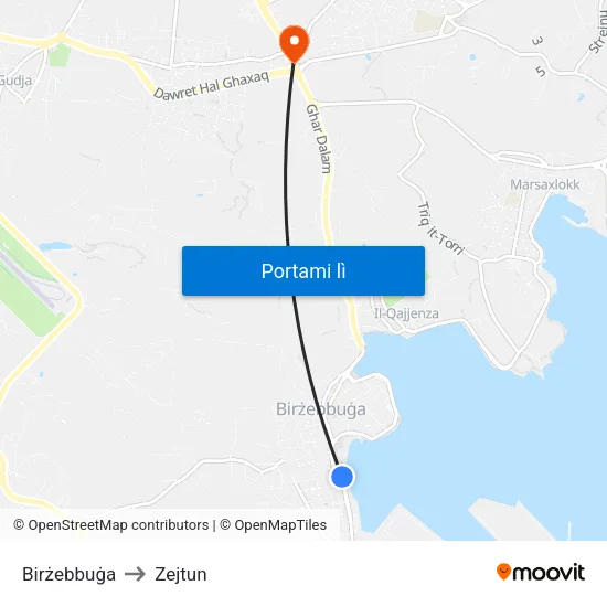 Birżebbuġa to Zejtun map