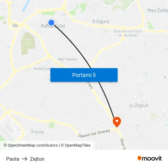 Paola to Zejtun map