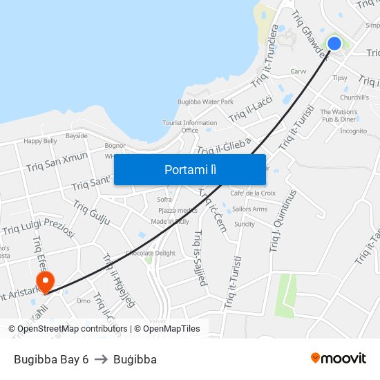 Bugibba Bay 6 to Buġibba map