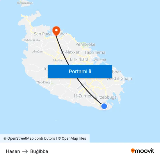Hasan to Buġibba map
