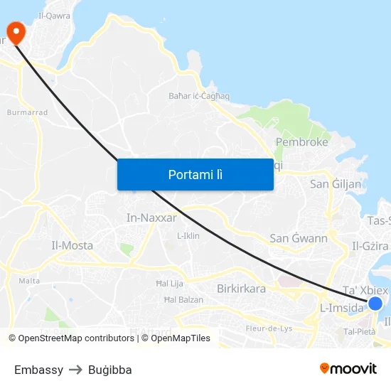 Embassy to Buġibba map