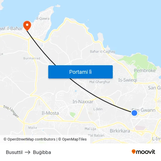 Busuttil to Buġibba map