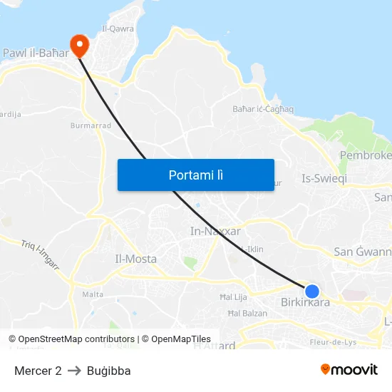 Mercer 2 to Buġibba map