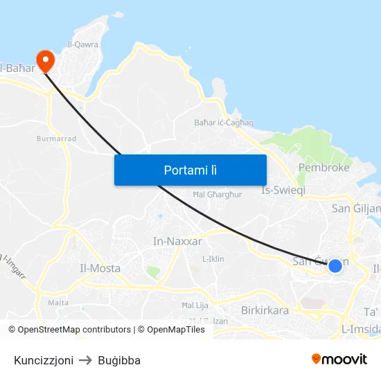 Kuncizzjoni to Buġibba map