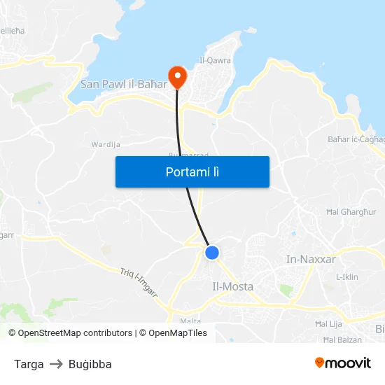 Targa to Buġibba map