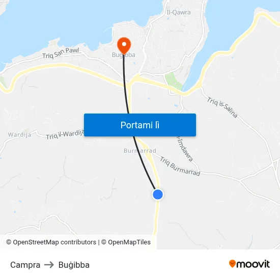 Campra to Buġibba map