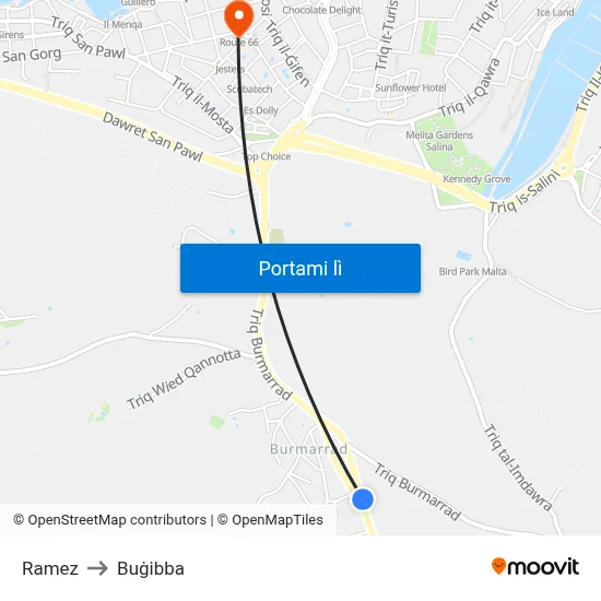 Ramez to Buġibba map