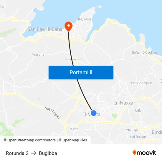 Rotunda 2 to Buġibba map