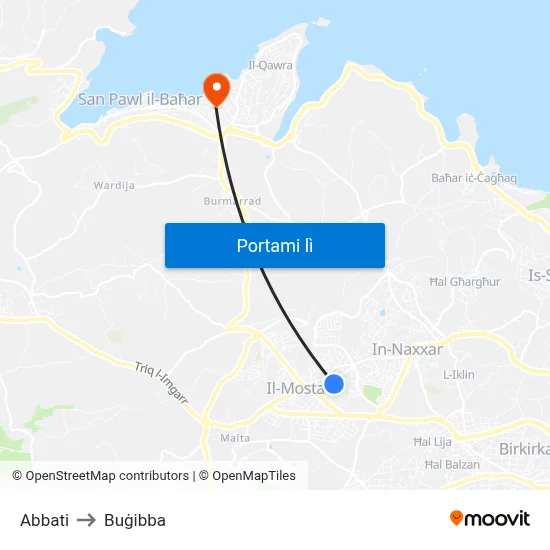 Abbati to Buġibba map
