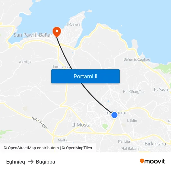 Eghnieq to Buġibba map
