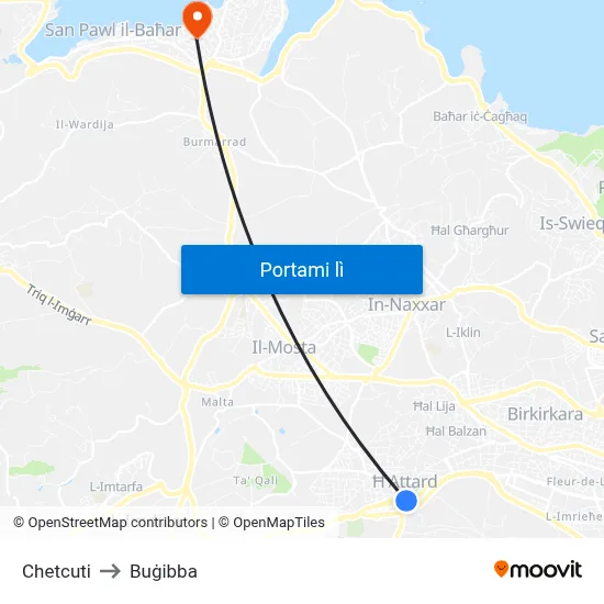 Chetcuti to Buġibba map