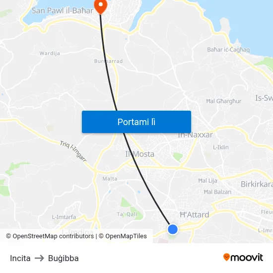Incita to Buġibba map