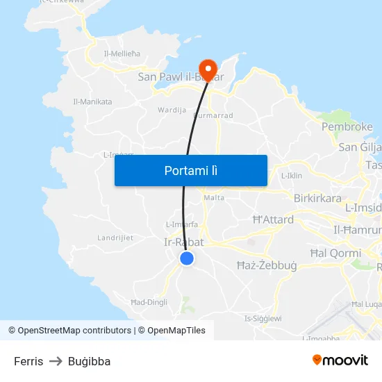 Ferris to Buġibba map