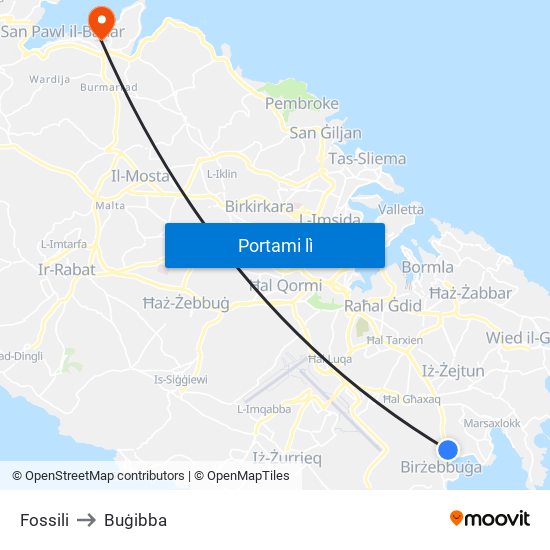 Fossili to Buġibba map