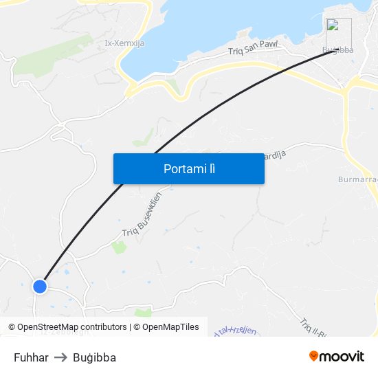 Fuhhar to Buġibba map