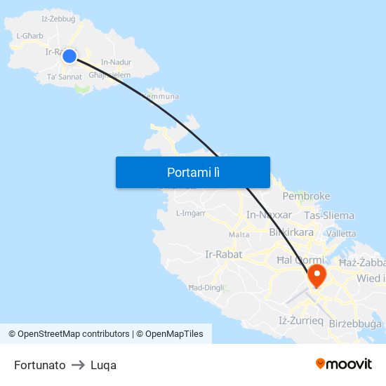 Fortunato to Luqa map