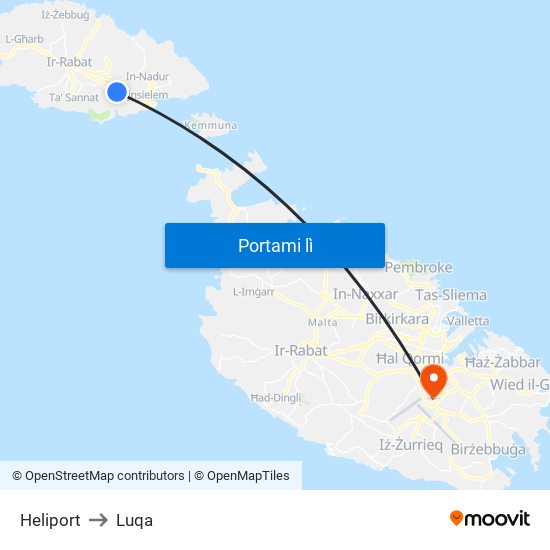 Heliport to Luqa map