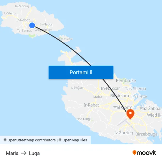 Maria to Luqa map