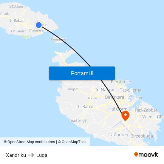 Xandriku to Luqa map