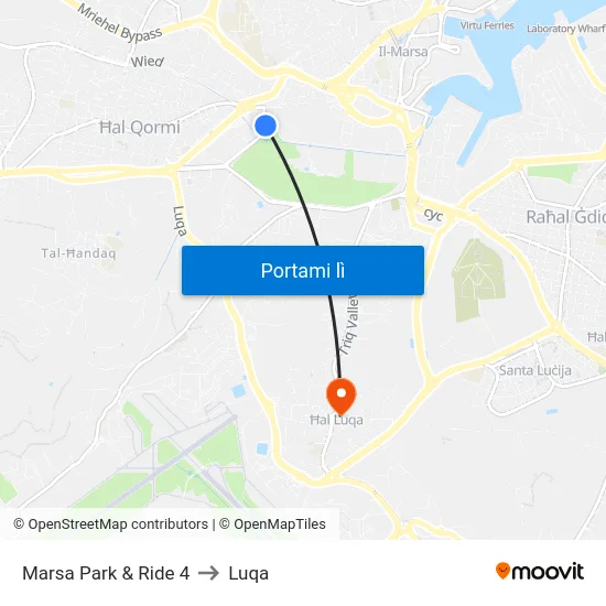 Marsa Park & Ride 4 to Luqa map